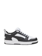 Dětské boty Puma Rebound V6 Lo Mid white and black 393833 01 Dětské boty Puma Rebound V6 Lo Mid white and black 393833 01