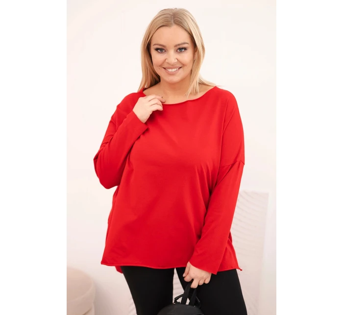 Dámská blůza Plus Size asymetrická s dlouhým rukávem červená Dámská blůza Plus Size asymetrická s dlouhým rukávem červená