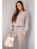 Dámský komplet máslová mikina s broží a kalhoty s rovnými nohavicemi fango