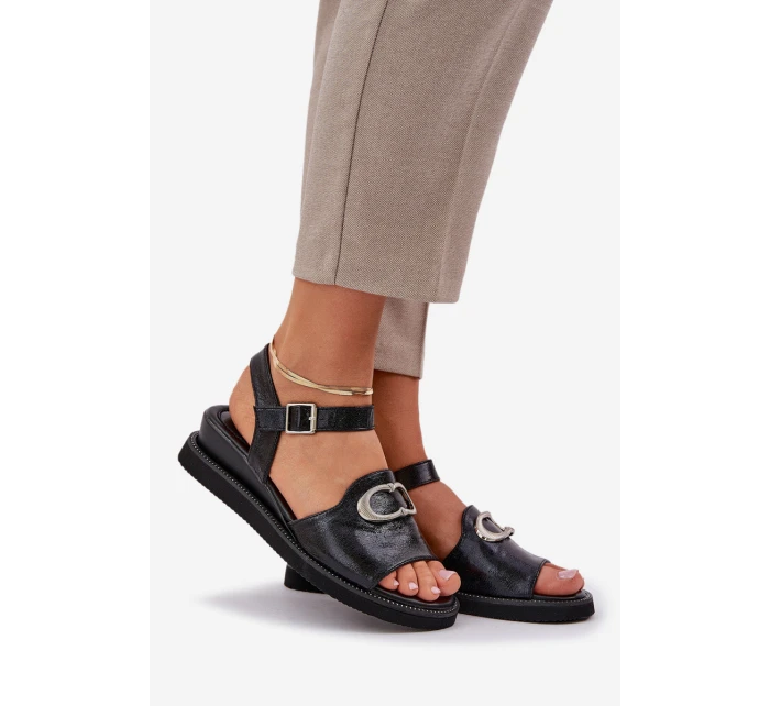 Dámské Sandály Na Klínu S Ozdobou Černé model 21685264 - Boto Dámské Sandály Na Klínu S Ozdobou Černé model 21685264 - Boto