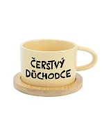 ČERSTVÝ DŮCHODCE - žlutý hrníček makronka 200 ml