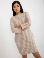 Dámské šaty LO SK LK model 21471962 Béžová s bílou Rue Paris - FPrice