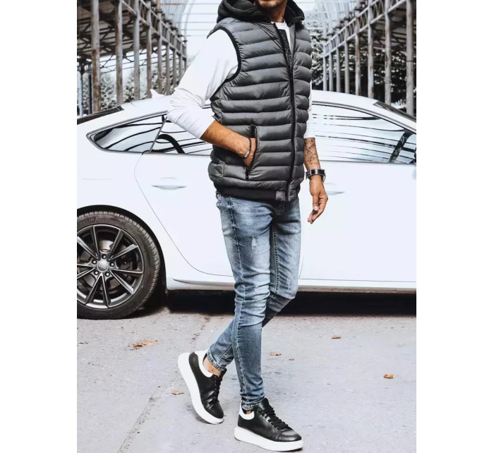Pánská prošívaná šedá vesta FashionStreet TX4093