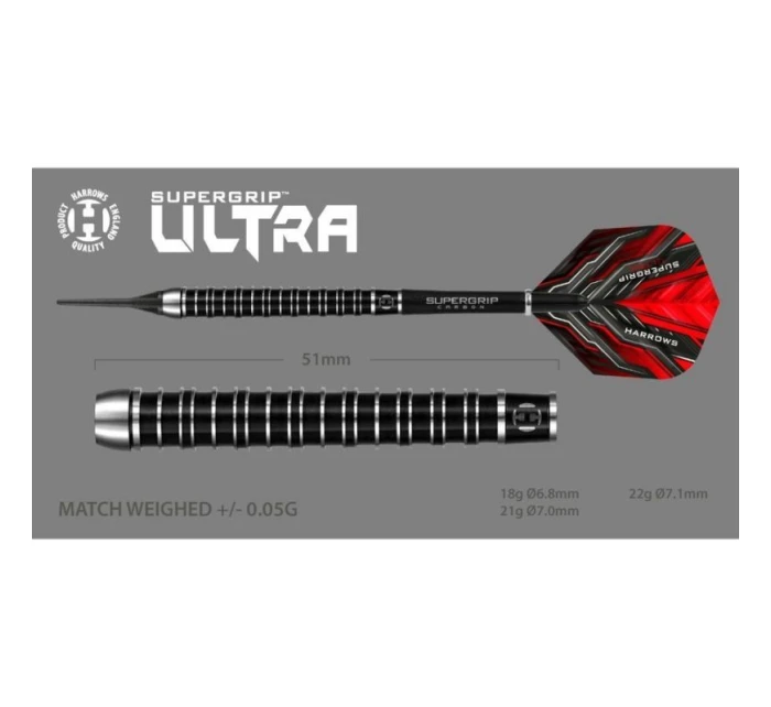 Šipky Supergrip Ultra 90% Softip model 21136960 - Harrows Šipky Supergrip Ultra 90% Softip model 21136960 - Harrows