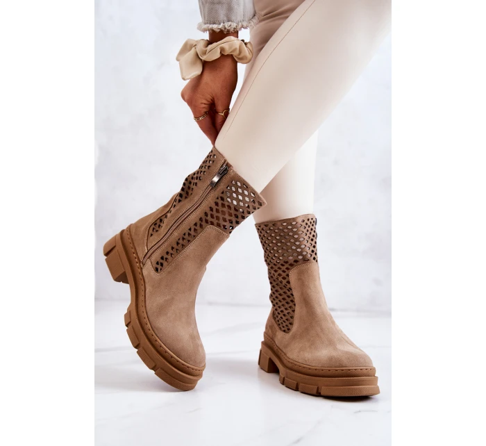 Kožené boty Nicole Světle hnědé model 21574573 - Boto