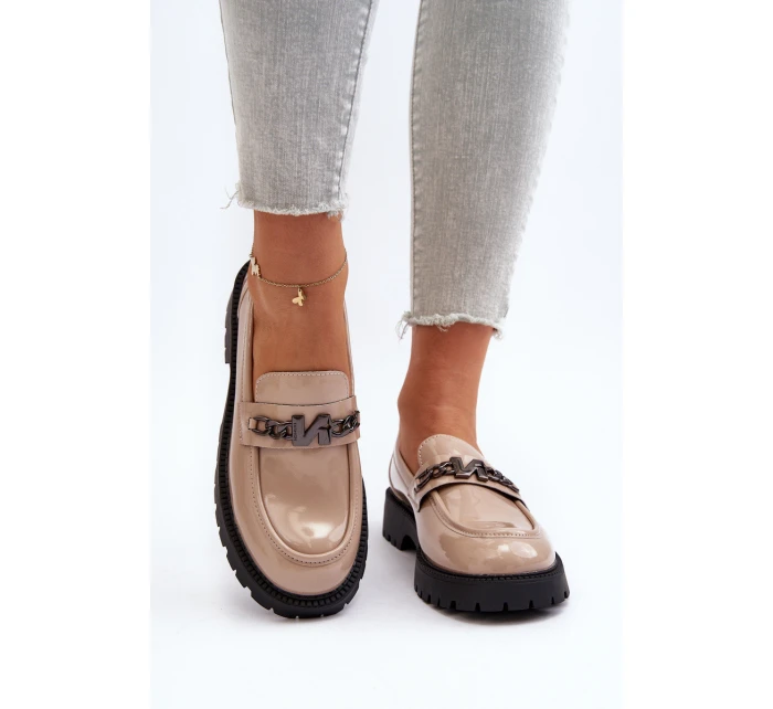 Dámské mokasíny na ploché podrážce béžové model 21649166 - VINCEZA