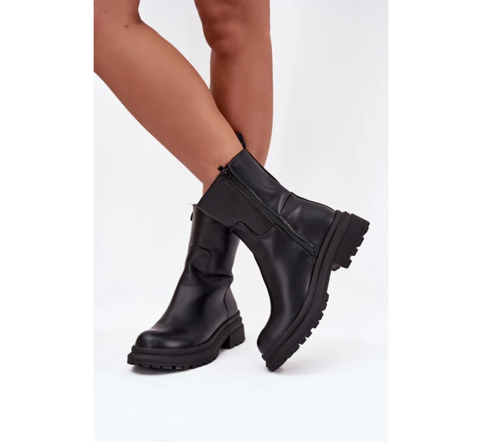 Dámské kotníkové boty na platformě a nízkém podpatku černé model 21707368 - Boto Dámské kotníkové boty na platformě a nízkém podpatku černé model 21707368 - Boto