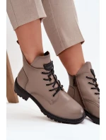 Zateplené dámské kotníkové boty na klínu Vinceza 58609 šedé