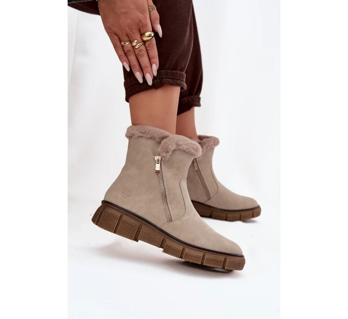 Dámské sněhule na platformě s kožešinou Béžové model 21714514 - EVENTO