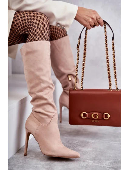 Klasické Semišové černé Boty Na Béžový Ameya