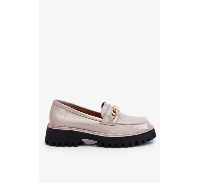 Lakované mokasíny na platformě Světle šedé Ronin