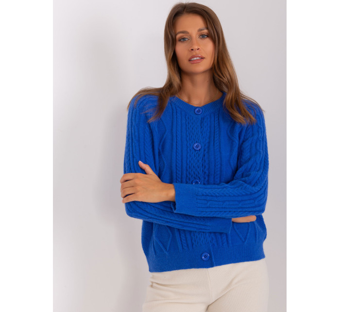 Kobaltově modrý kabelový pletený svetr