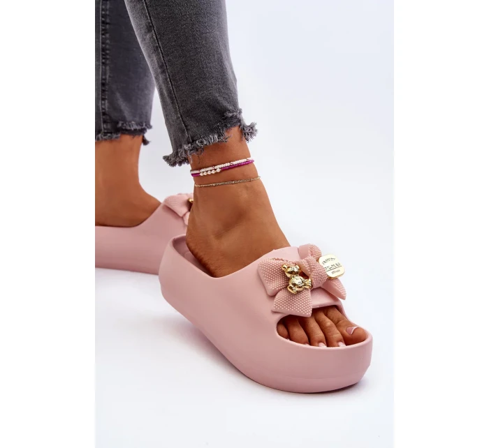 Dámské pěnové pantofle s mašlí, Pink Salessa