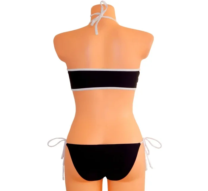 Dámské plavky dvoudílné sexy bikiny SULTRY polstrované košíčky zdobené bílými lemy černé - Černá - OEM Dámské plavky dvoudílné sexy bikiny SULTRY polstrované košíčky zdobené bílými lemy černé - Černá - OEM