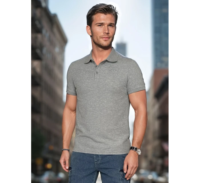 Pánská polokošile s nášivkou šedá Dstreet model 21987844 - FashionStreet