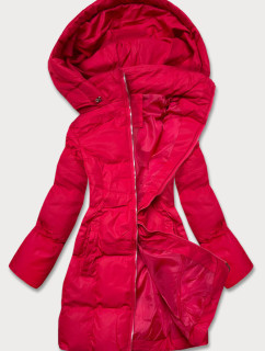 Červená dámská zimní bunda s kapucí (5M722-270)