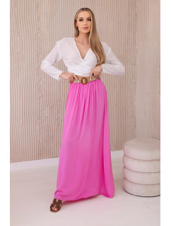 Viskózová sukně s ozdobným páskem růžový