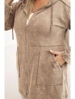Dámská mikina Plus Size s kapucí a  camelová model 21272115 - K-Fashion