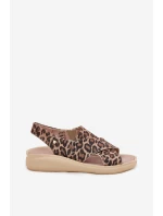 Zazoo 40392 Kožené Sandály Dámské Leopardí Hnědé Zazoo 40392 Kožené Sandály Dámské Leopardí Hnědé