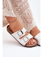 Dámské Pantofle Na Korkové Platformě S Přezkou Bílé model 21699941 - Boto