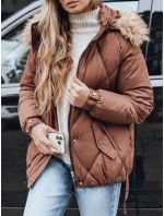 Dámská prošívaná zimní bunda s kapucí FashionStreet hnědá TY5231