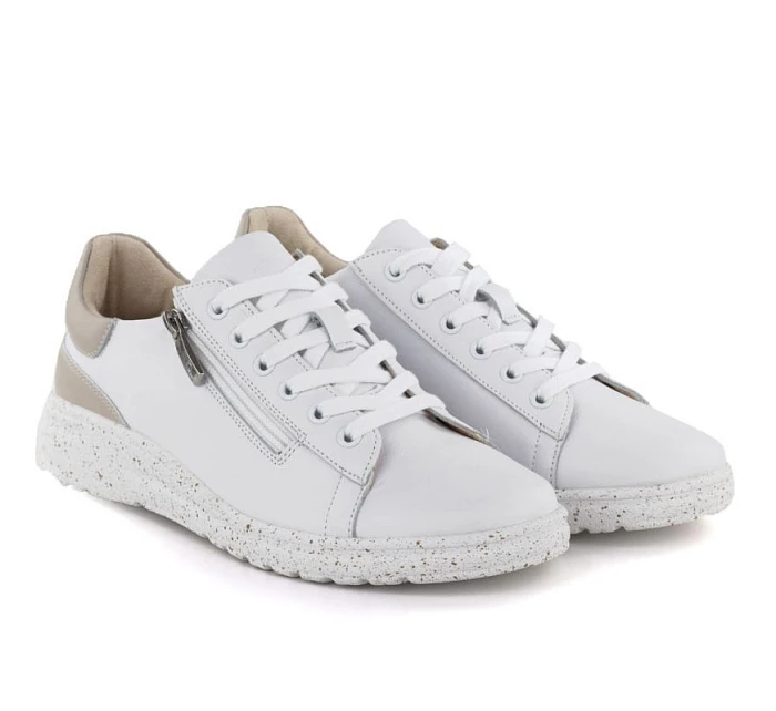 Dámské kožené polobotky se zipem bílé model 22068873 - Potocki Dámské kožené polobotky se zipem bílé model 22068873 - Potocki