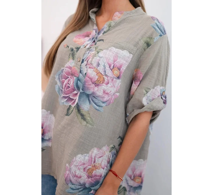 Dámská bavlněná halenka s květinovým vzorem fango