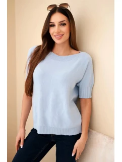 Dámský svetr z viskózy s krátkým rukávem modré