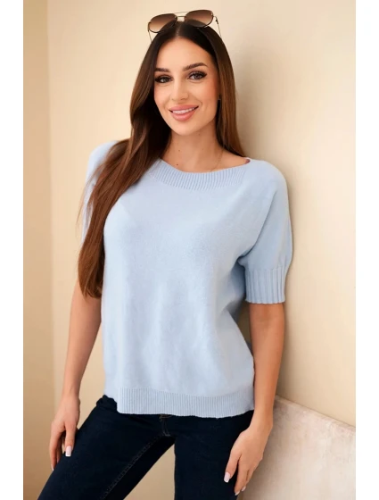 Dámský svetr z viskózy s krátkým rukávem modré