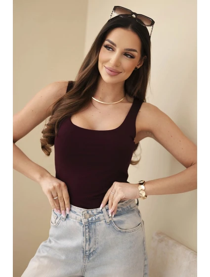 Dámská halenka na ramínkách s výstřihem bordó