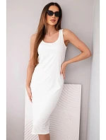 Dámské viskózové žebrované šaty na ramínkách ecru Dámské viskózové žebrované šaty na ramínkách ecru