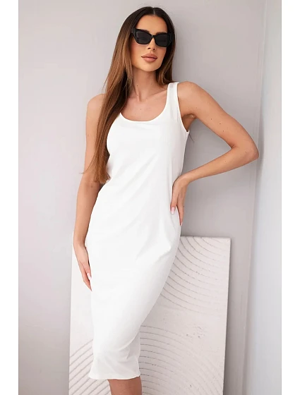 Dámské viskózové žebrované šaty na ramínkách ecru Dámské viskózové žebrované šaty na ramínkách ecru