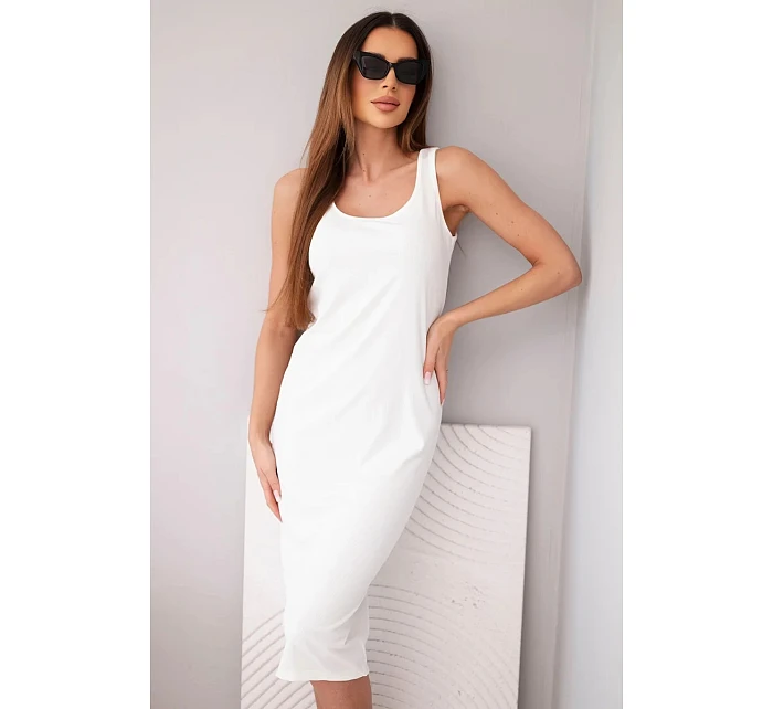 Dámské viskózové žebrované šaty na ramínkách ecru Dámské viskózové žebrované šaty na ramínkách ecru