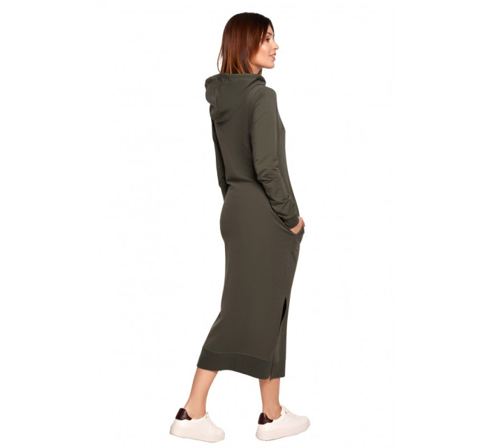 Midi šaty s kapucí  zelené model 18003391 - BeWear
