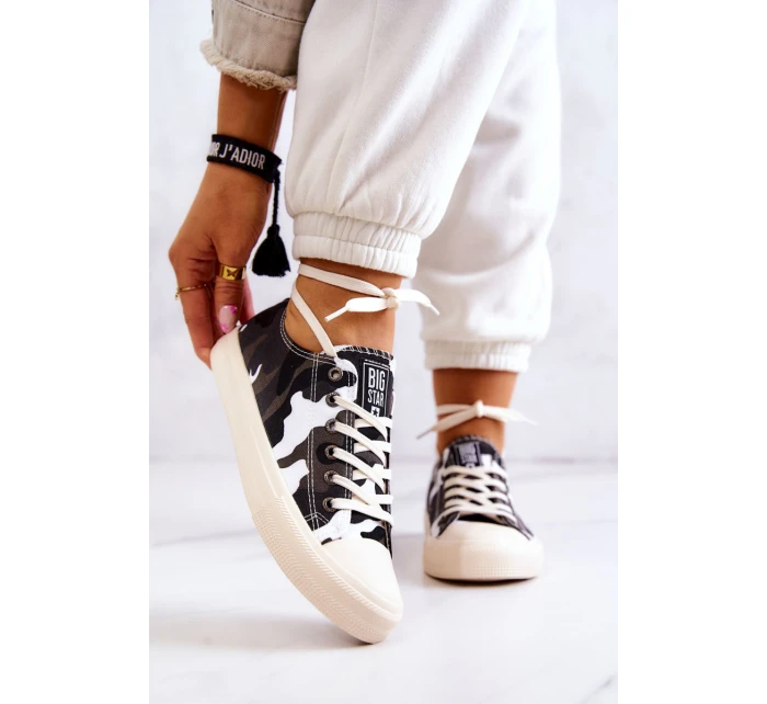 Dámské Materiál Sneakers Camo BIG STAR JJ274237 Bílo-šedé Dámské Materiál Sneakers Camo BIG STAR JJ274237 Bílo-šedé