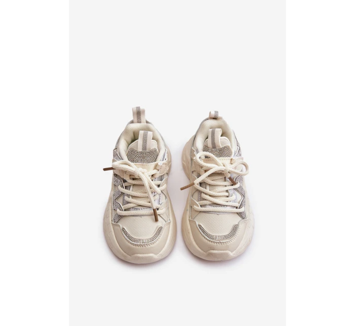 Dětské tenisky s krystaly béžové Rianalla