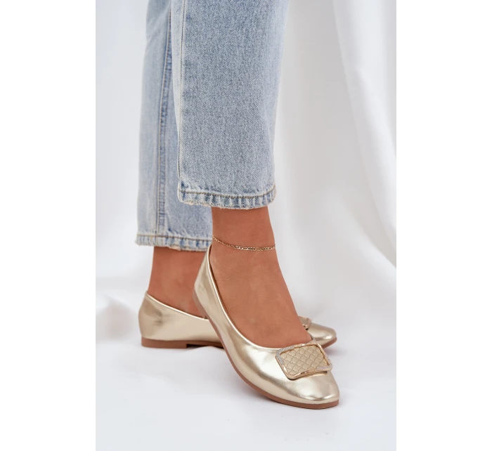 Eko kožené baleríny s ozdobou zlaté model 21684312 - Boto