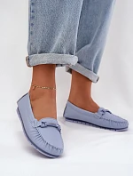 Ploché Kožené Mokasiny S Ozdobou S.Barski LR51-547 Modré