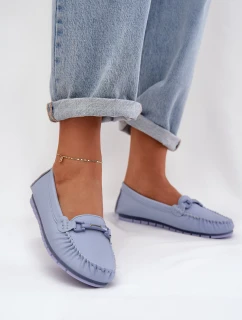 Ploché Kožené Mokasiny S Ozdobou S.Barski LR51-547 Modré
