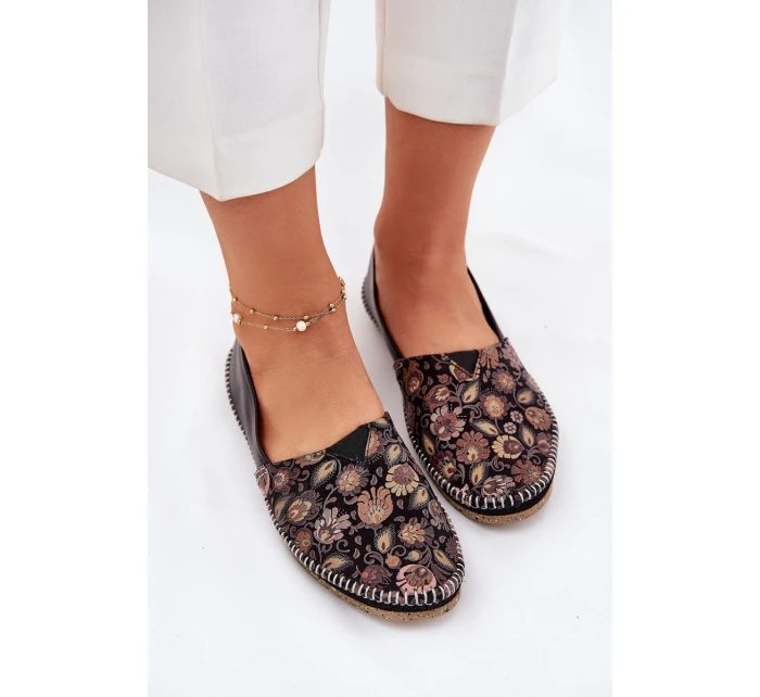 Kožené Vzorované Baletky model 21693638 Černé - Maciejka