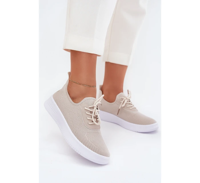 Materiálové Sportovní Boty Na Platformě Dámské Béžové Kalyra