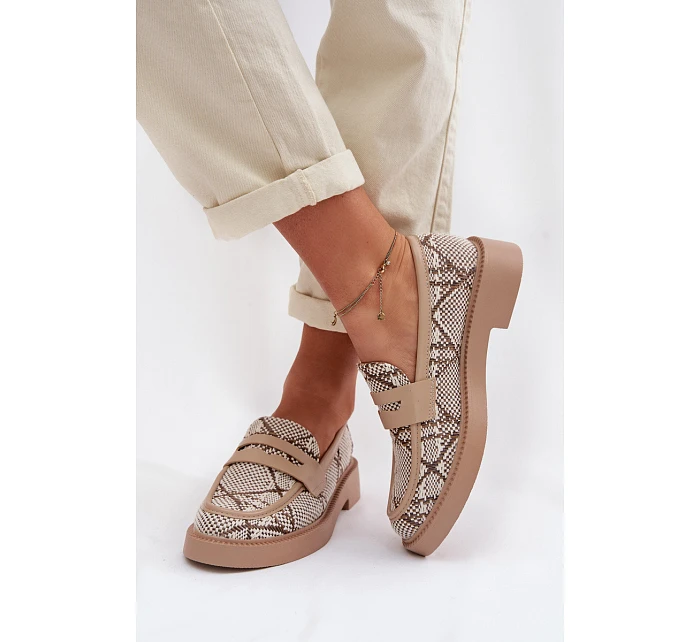Dámské vzorované béžové mokasíny Barisa