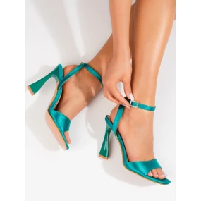 Pohodlné  sandály zelené dámské na jehlovém podpatku