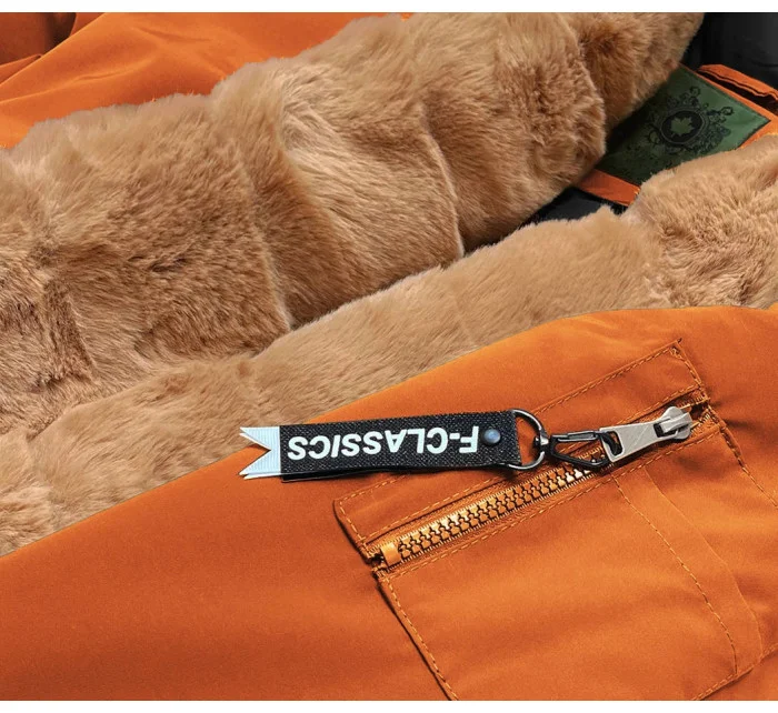 Oranžová dámská zimní bunda parka (CAN-588BIG)