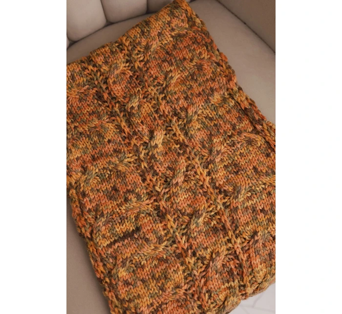 Dámský vlněný melírovaný silný šál na zimu KN24 hořčicový