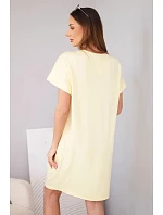 Dámské viskózové šaty s krátkým rukávem a ozdobným potiskem žlutá