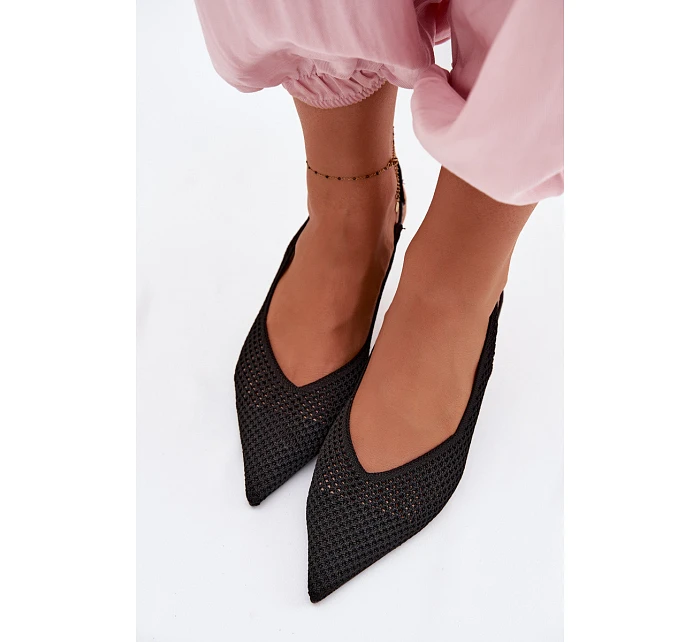 Dámské sandály z síťovaného materiálu na jehlovém podpatku Černé Emiliana Dámské sandály z síťovaného materiálu na jehlovém podpatku Černé Emiliana