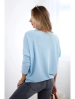 Halenka s nápisem model 20829418 modrý - K-Fashion Halenka s nápisem model 20829418 modrý - K-Fashion