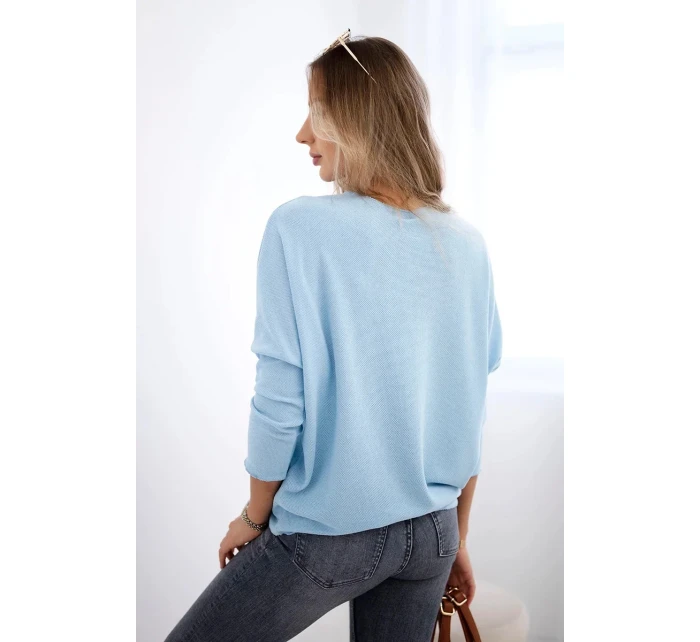 Halenka s nápisem model 20829418 modrý - K-Fashion Halenka s nápisem model 20829418 modrý - K-Fashion