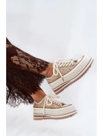 Dámské Tenisky Na Masivní Platformě S.Barski BF51-101 Béžové Dámské Tenisky Na Masivní Platformě S.Barski BF51-101 Béžové